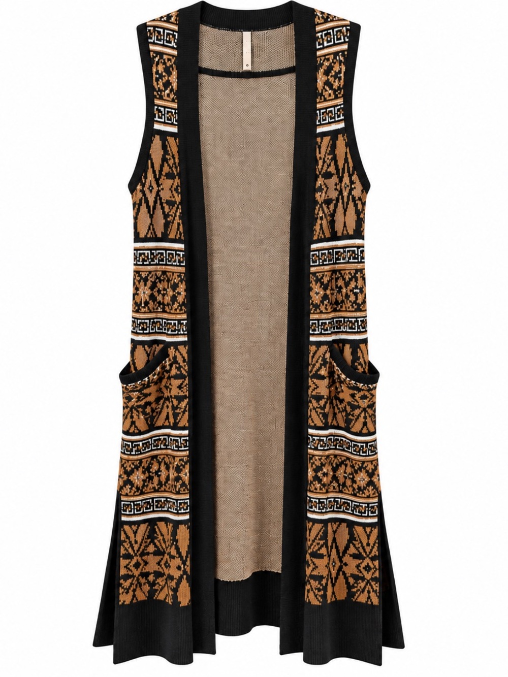 Free People S Geometric Jacquard Maxi Duster Vest Boho Art Teacher